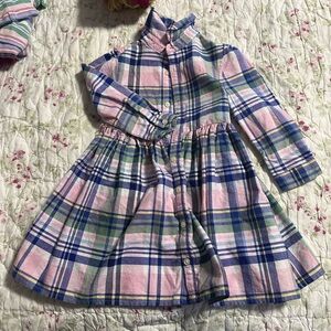 Ralph Lauren Pink, Blue & Green Plaid Button-Front Dress